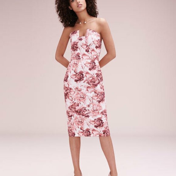 black halo strapless dress